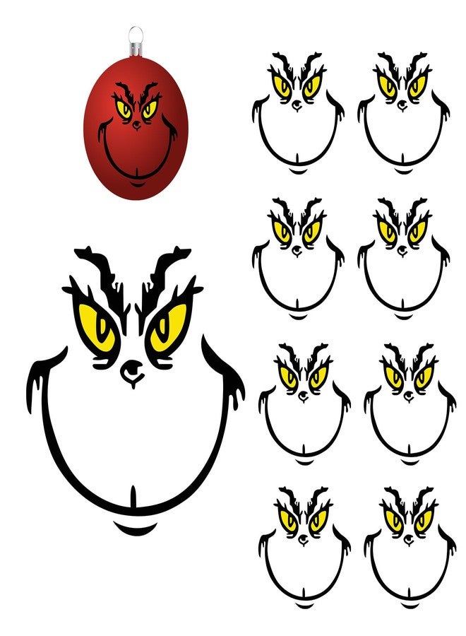 TROECE TT 10 Pcs Christmas Ornament Decorations, Vinyl Stickers - 2.2*2.2in, Waterproof, DIY Face Stickers for Windows & Parties - Image 1